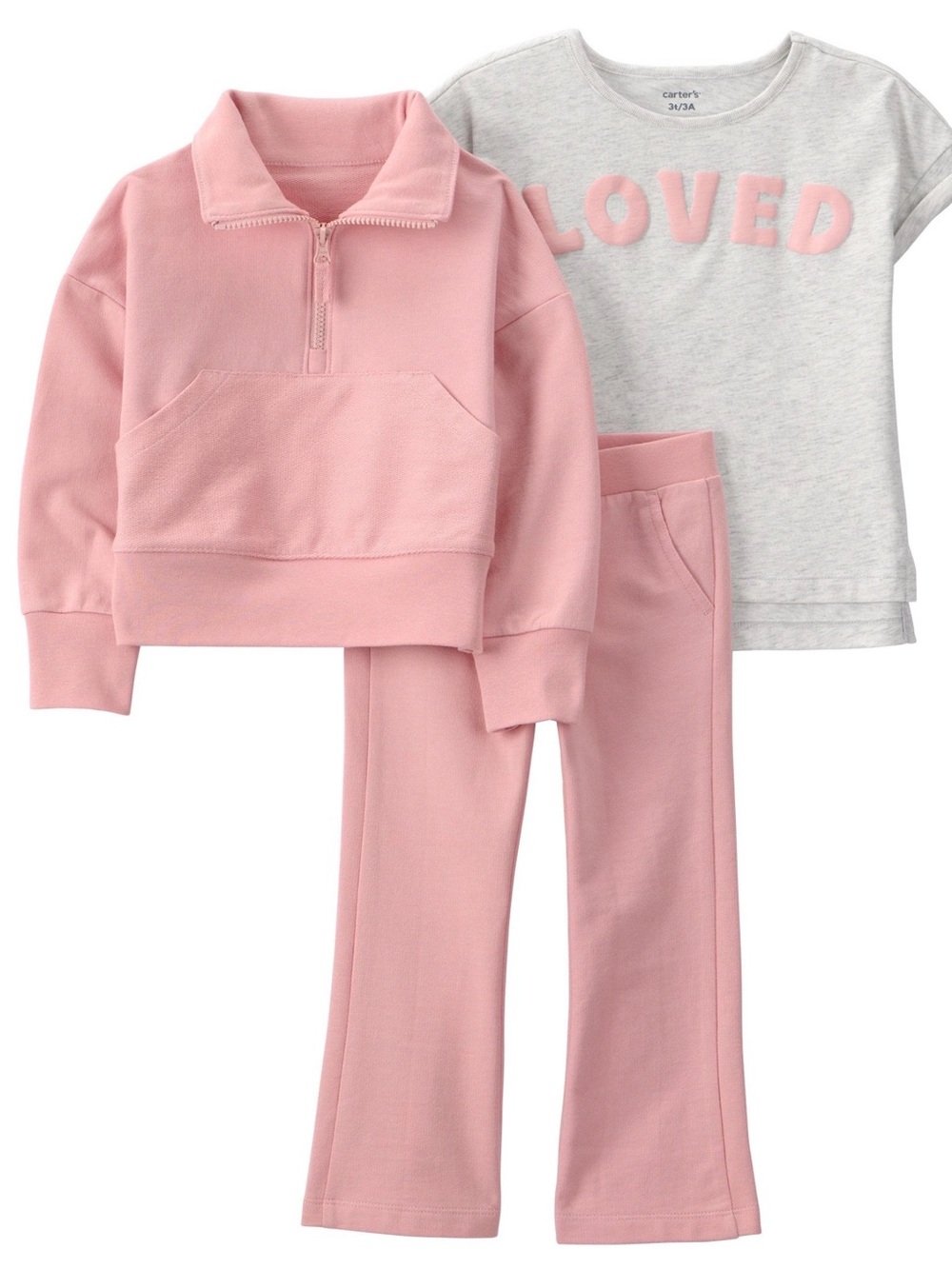Carter's Pink 3-Piece Quarter Zip   Playwear  Set